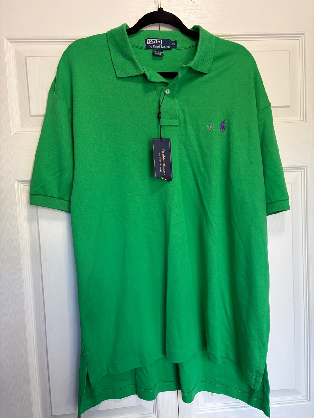 Ralph Lauren Men’s Bright Green Polo with Purple Logo NWT XL - Picture 5 of 14